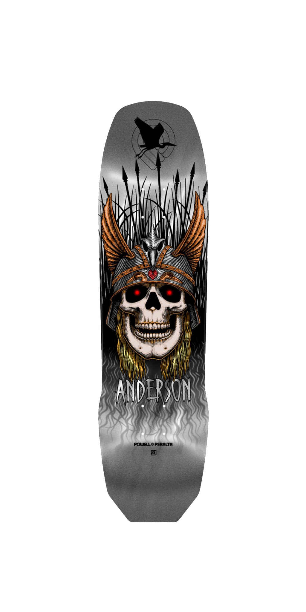 Powell Peralta Andy Anderson Heron Skull 8.45" Silver Skateboard Deck – Tabla Skate
