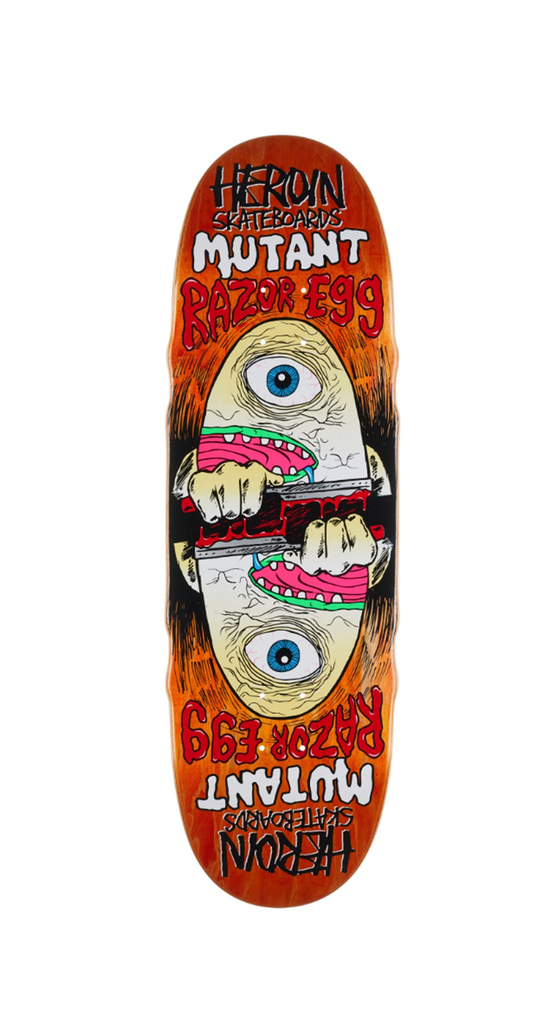 Heroin “Mutant Razor Egg” 9.5 x 32.1 Skateboard Deck- Tabla
