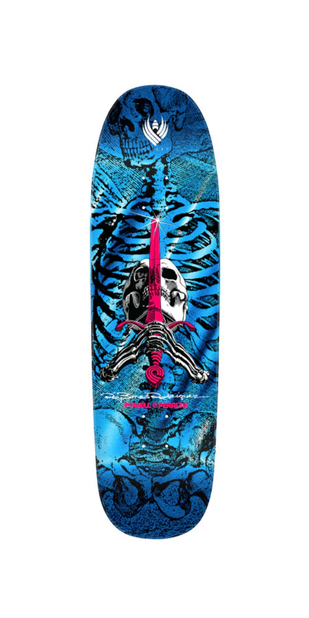 Powell Peralta Pro Flight 192 Rodriguez Skull and Sword 9.265 x 32 Blue Foil Skateboard Deck - Tabla 