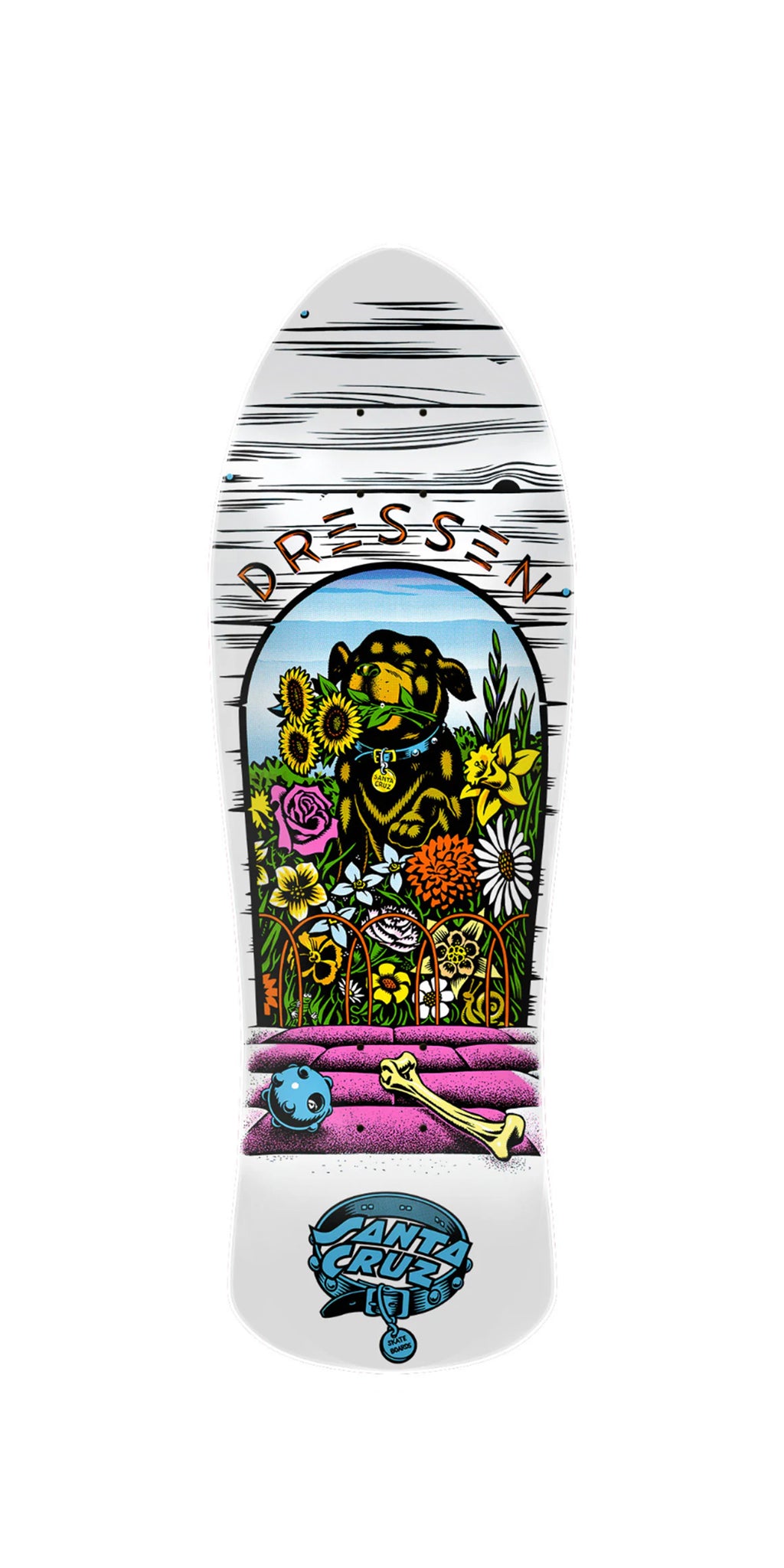 Santa Cruz 9.5 Dressen Pup Reissue Skateboard Deck - Tabla