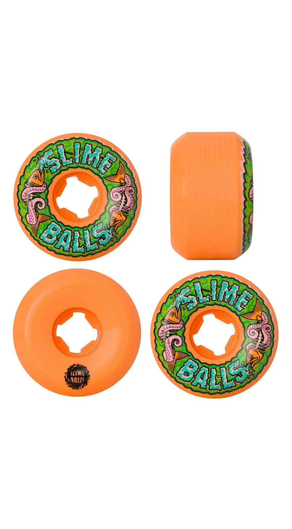 Santa Cruz Slime Balls 56mm Fish Balls Speed Orange 99A Skateboard Wheels - Ruedas