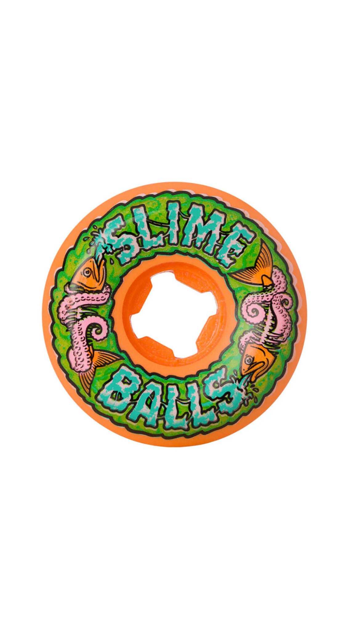 Santa Cruz Slime Balls 56mm Fish Balls Speed Orange 99A Skateboard Wheels - Ruedas