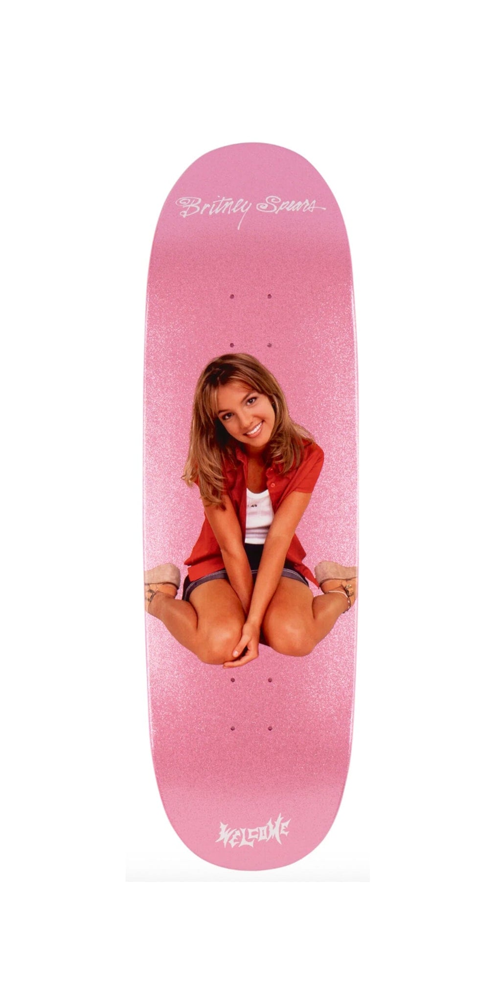 BRITNEY SPEARS X Welcome Skateboards - Baby One More Time On Boline 2.0- 9.5" - Pink Glitter - Skateboard Deck- Tabla Tabla/Deck Welcome Skateboards 