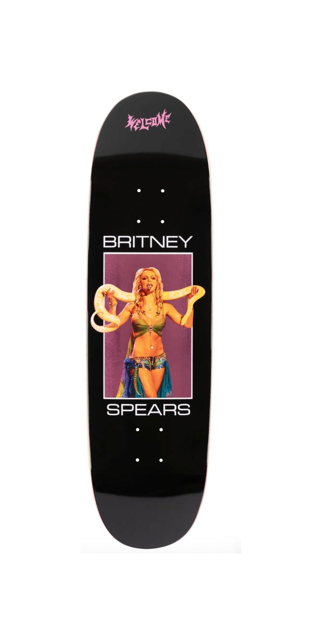 BRITNEY SPEARS X Welcome Skateboards - Snake on Son of Boline 8.8 Black Pink Foil Skateboard Deck- Tabla Tabla/Deck Welcome Skateboards 