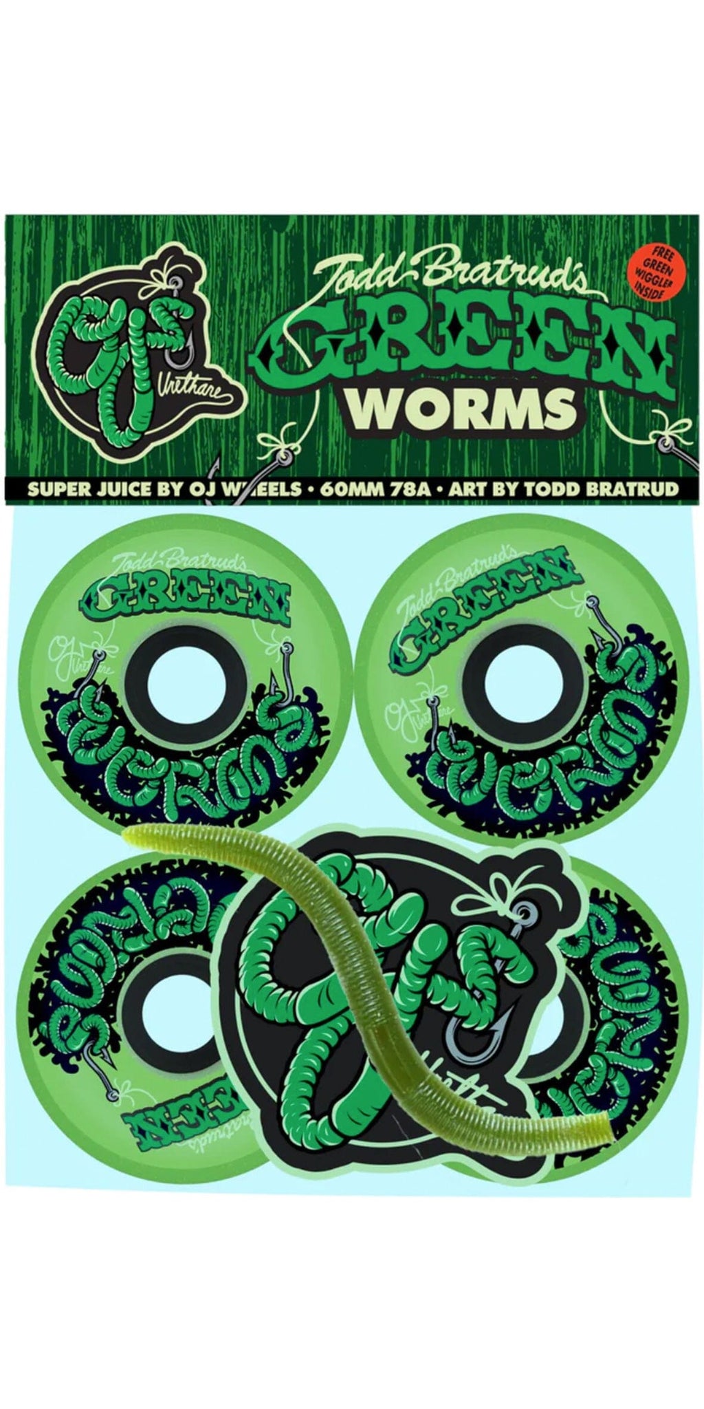 OJ Wheels SUPER JUICE 60MM GREEN WORMS GREEN 78A Skateboard Wheel - Ruedas Ruedas OJ Wheels 