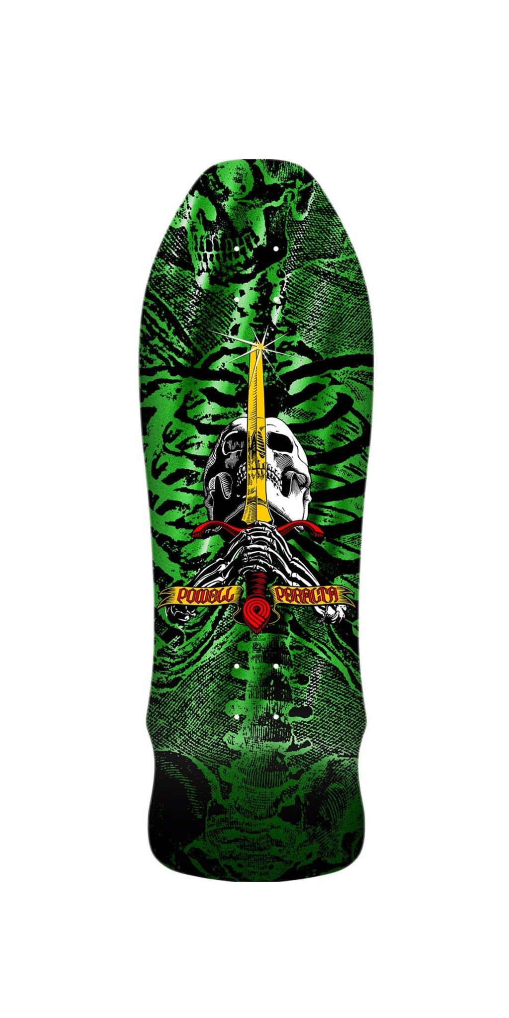 POWELL PERALTA Geegah Skull & Sword Reissue Green Foil 9.75 Skateboard Deck Preorder - Tabla Tabla/Deck Powell Peralta 