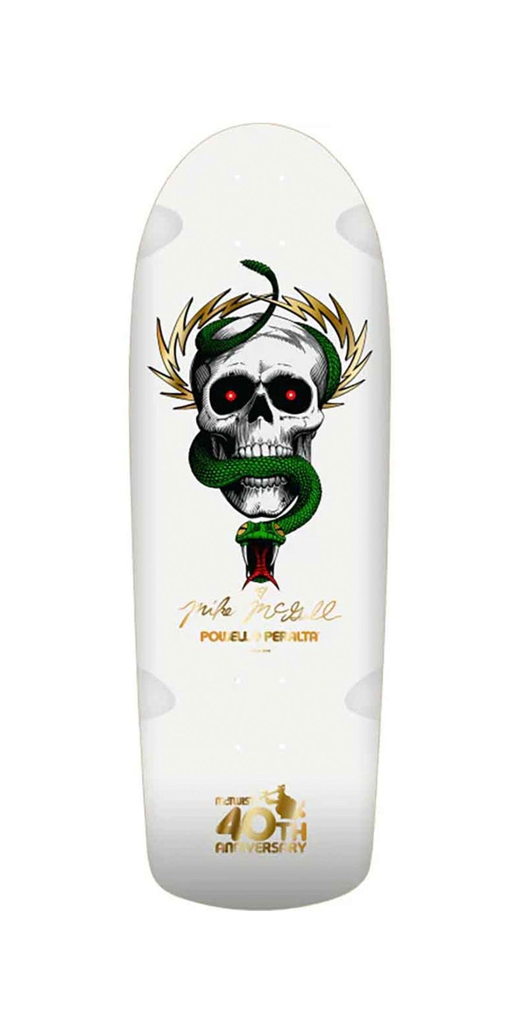 Powell Peralta Mike McGill Skull & Snake McTwist 40th Anniversary - Silver Foil/White 10" Reissue Skateboard Deck- Tabla Tablas Powell Peralta 