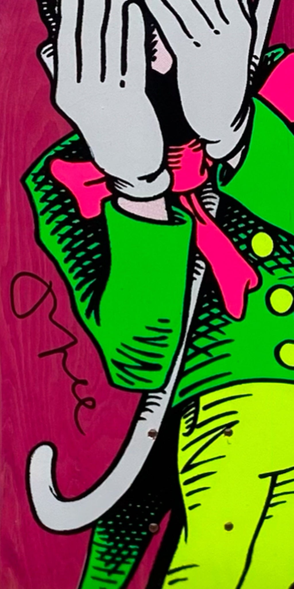 Prime Wood L.A Cat In The Hat Jason Lee Signed Neon Pink Stained Skateboard Deck Reissue- Tabla Tabla/Deck Prime 