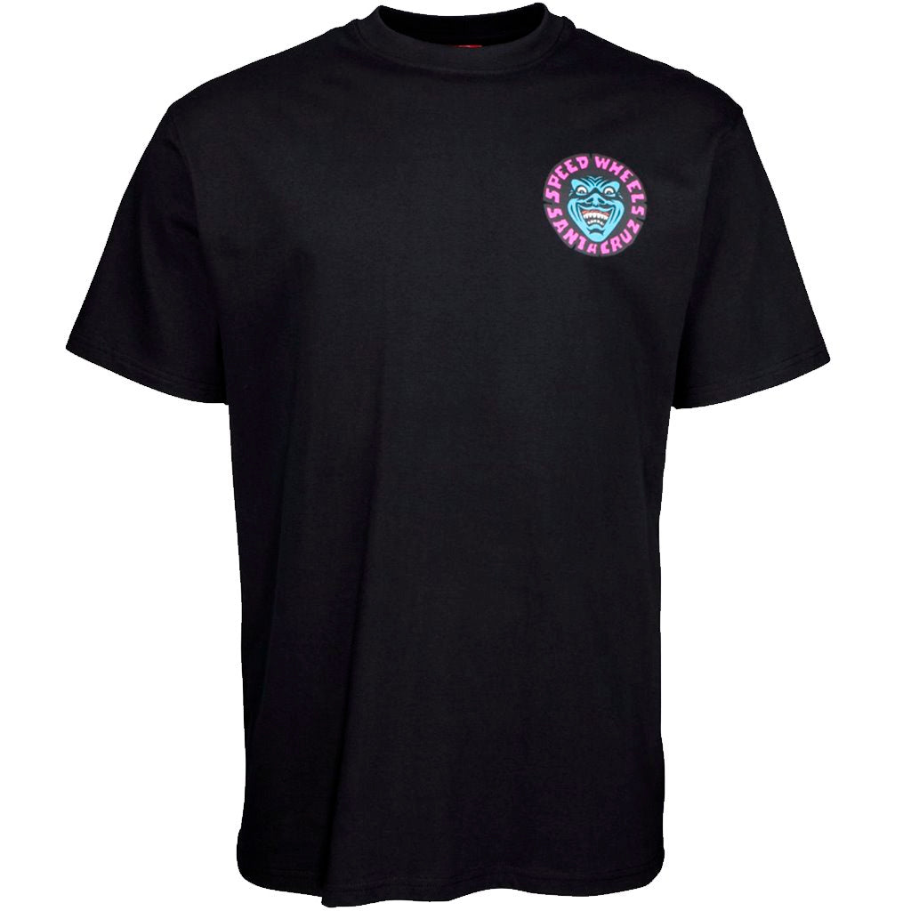 Santa Cruz Speed Wheels Face Black Tshirt- Camiseta - Furtivo! Skateboarding