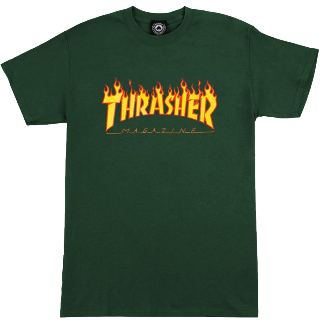 Thrasher Flame Logo Tee Forrest-Camiseta - Furtivo! Skateboarding