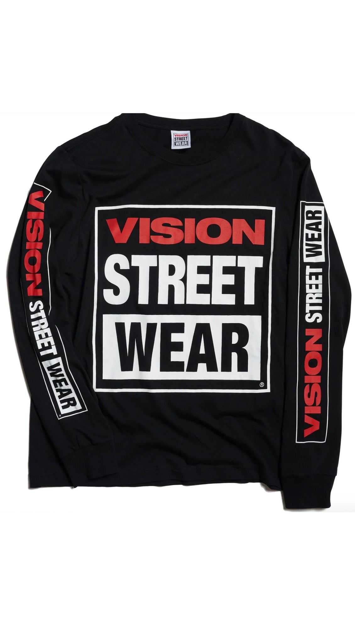 Vision Street Wear Box Logo Long Sleeve L/S Black T-shirt - Camiseta Ropa Vision Skateboards 