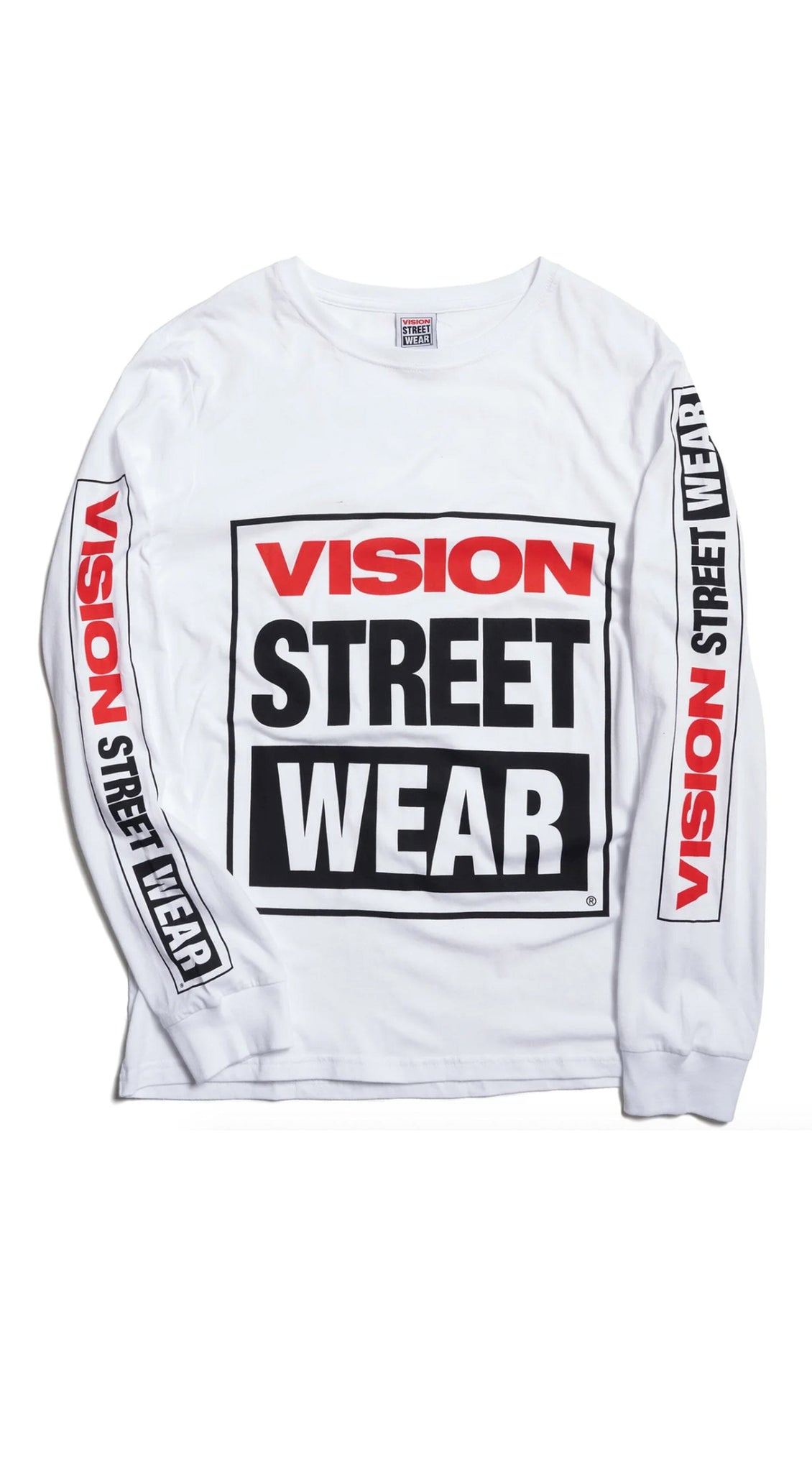 Vision Street Wear Box Logo Long Sleeve L/S White T-shirt - Camiseta Ropa Vision Skateboards 