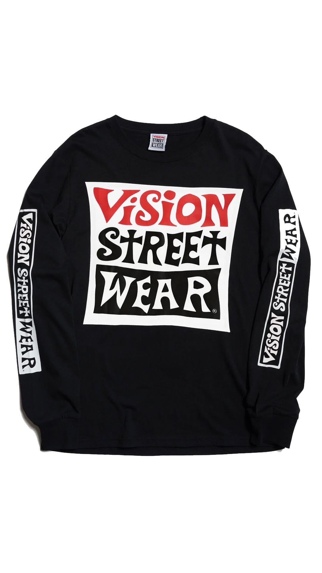 Vision Street Wear Wavy Box Logo Long Sleeve L/S Black T-shirt - Camiseta Ropa Vision Skateboards 