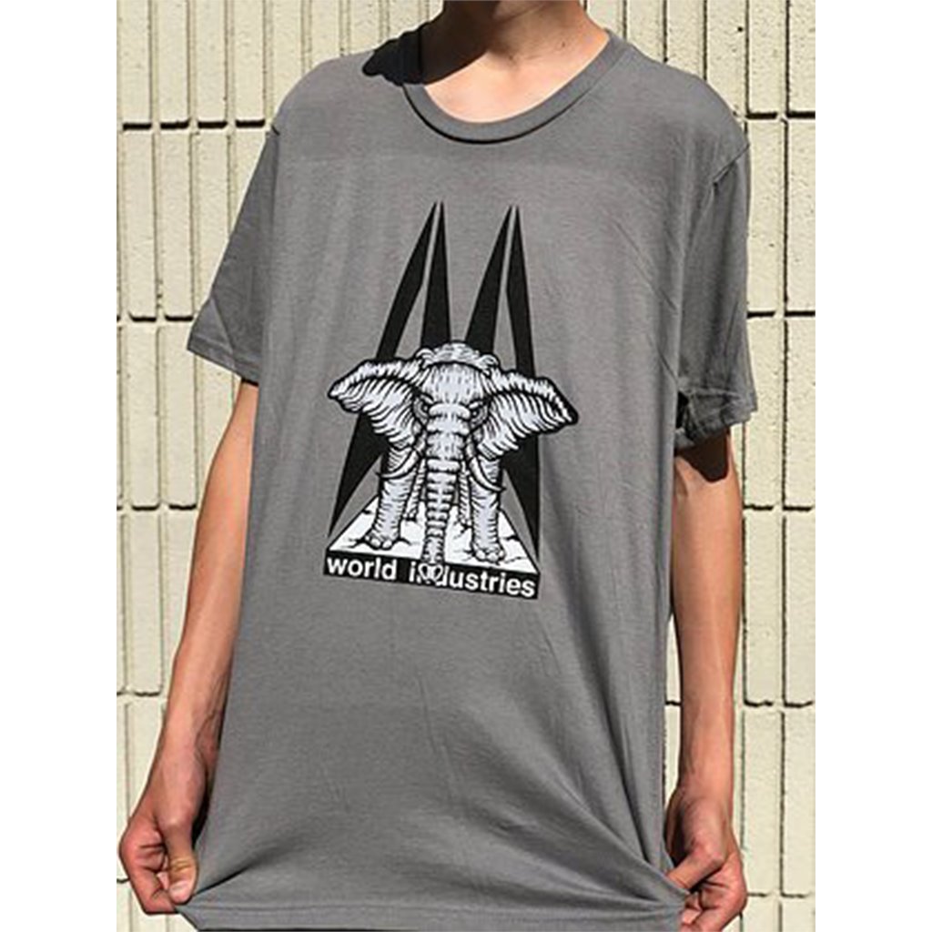 World Industries Elephant on the Edge Mike Vallely by Prime Wood T-Shirt Grey- Camiseta - Furtivo! Skateboarding